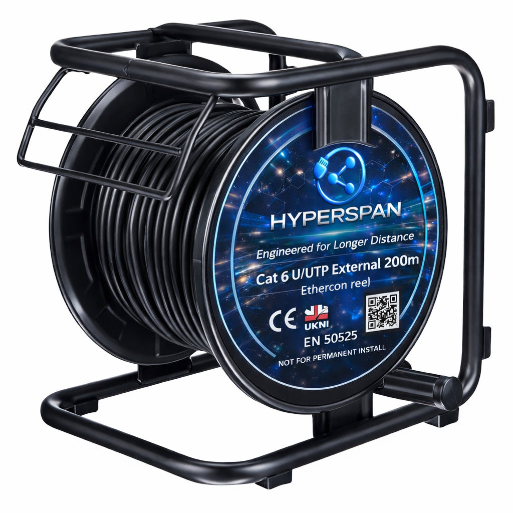 Hyperspan™ Extended-Reach Cat6 Cable – CCTV, Wi-Fi, smart buildings - PoE++ 200M Reel ( Pre Sale Launch )