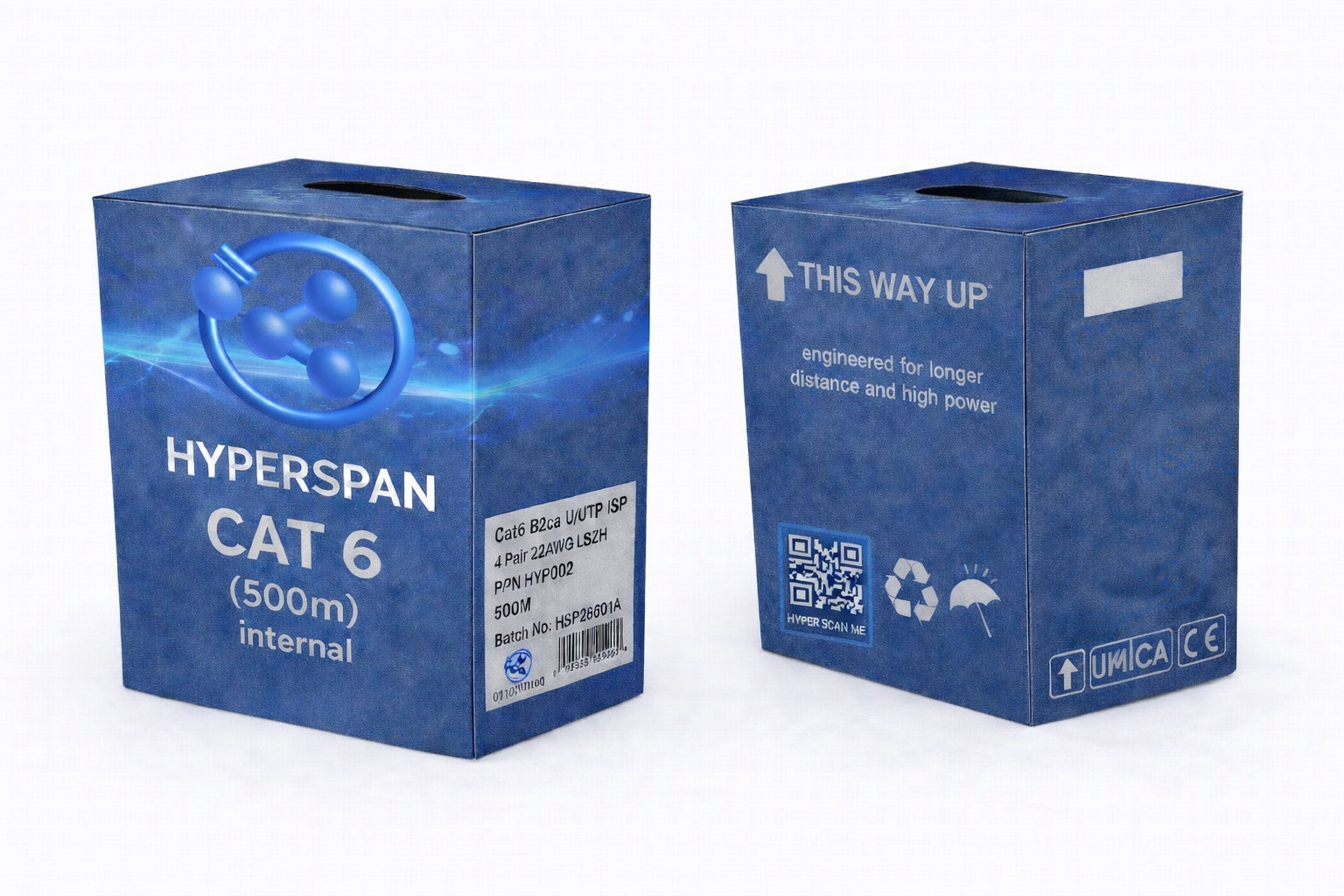 Hyperspan™ Extended-Reach U/UTP Cat6 INT B2ca Cable – CCTV, Wi-Fi, smart buildings - PoE++