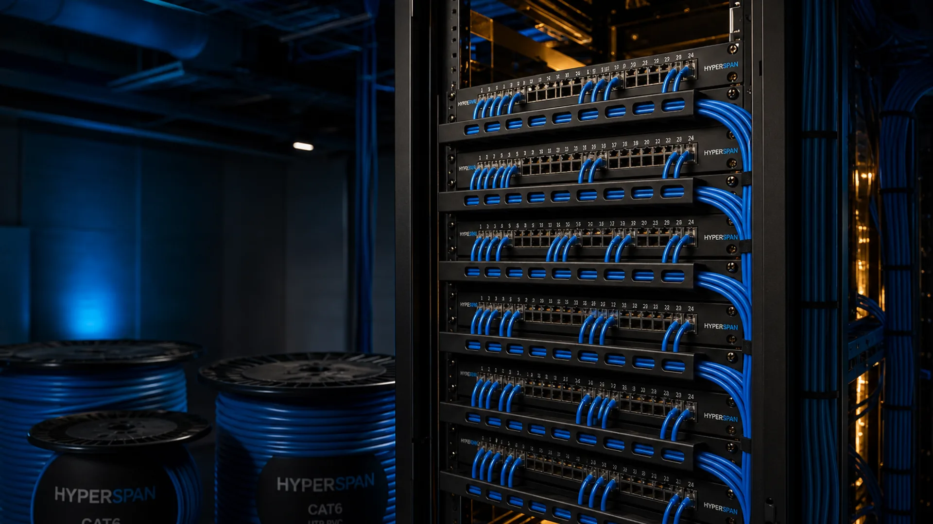 Hyperspan copper infrastructure rack and cable install