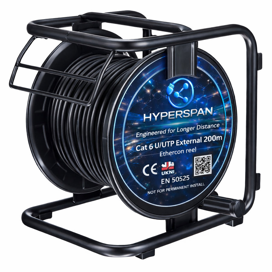 Hyperspan™ Extended-Reach Cat6 Cable – CCTV, Wi-Fi, smart buildings - PoE++ 200M Reel