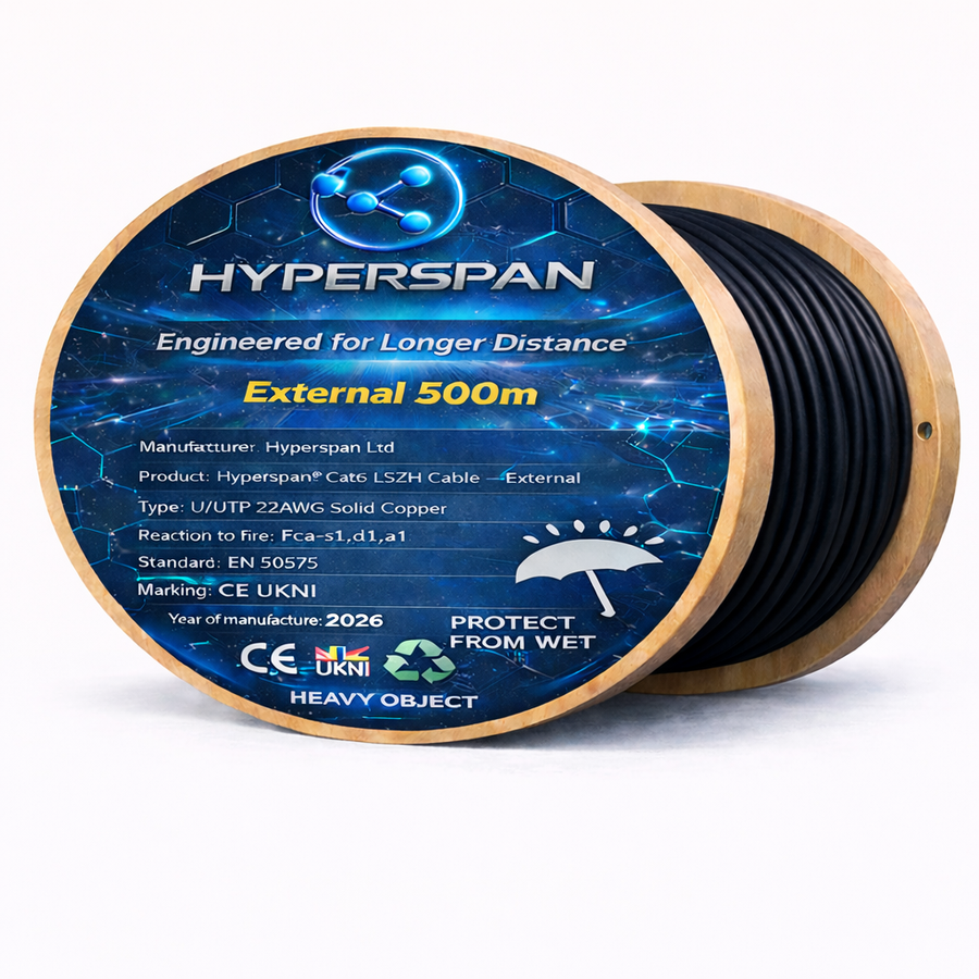 Hyperspan™ Extended-Reach U/UTP Cat6 EXT Cable – CCTV, Wi-Fi, smart buildings - PoE+
