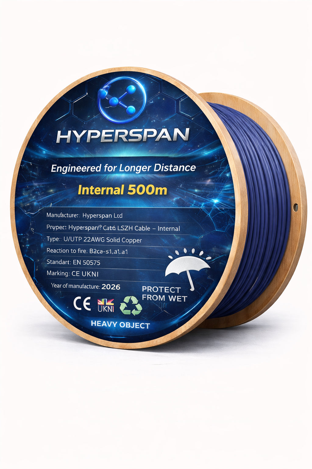 Hyperspan™ Extended-Reach U/UTP Cat6 INT B2ca Cable – CCTV, Wi-Fi, smart buildings - PoE++